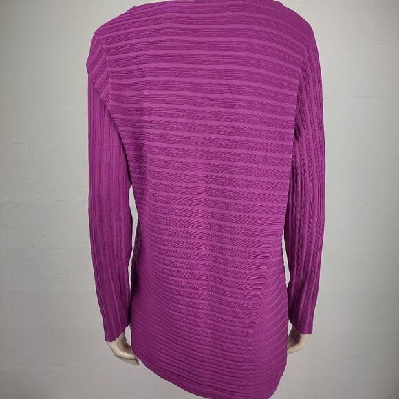 Carlisle Collection fuchsia purple silk blend asymmetrical knit top ladies XL - Picture 5 of 8